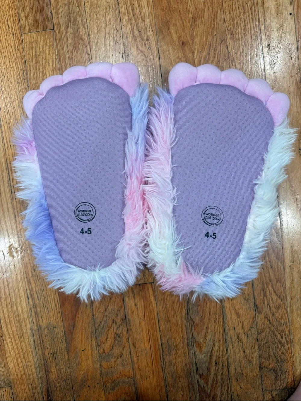 wonder nation Pastel Pink & Lavender Fuzzy Monster Slippers